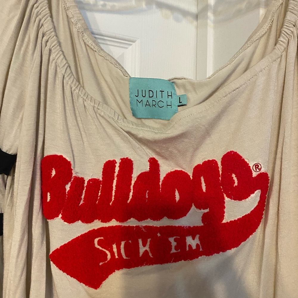 Judith March UGA Georgia Bulldogs Sic 'Em bell sleeve and off shoulder